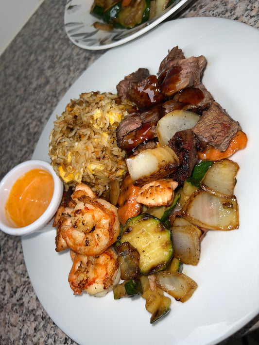 Steak, Salmon & Shrimp Hibatchi